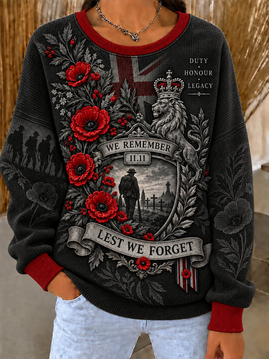 Women's Commemorating Remembrance Day In The Uk Round-Neck Long-Sleeve Sweatshirt
