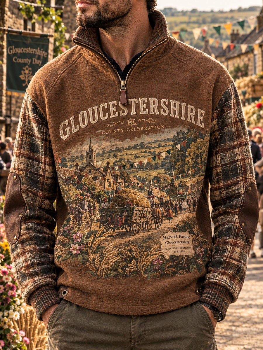Men's British Gloucestershire County Day Printed Placketed Sleeve Sweater