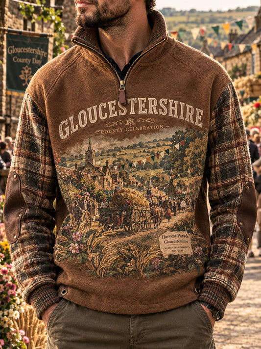 Men's British Gloucestershire County Day Printed Placketed Sleeve Sweater