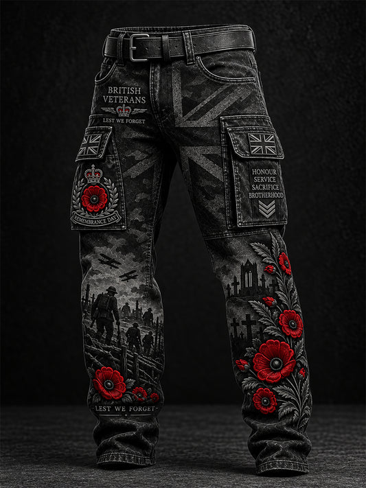 Men's Remembrance Day Lest We Forget Casual Work Trousers