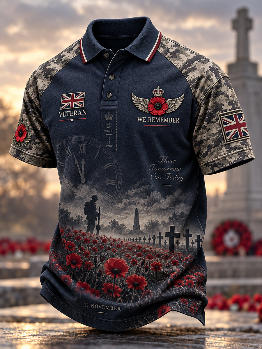 Men's Uk Remembrance Day Commemorative Short Sleeve Shirt