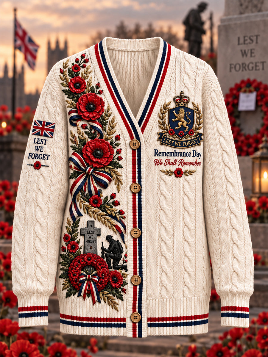 Women's Remembrance Day Lest We Forget Knit Cardigan