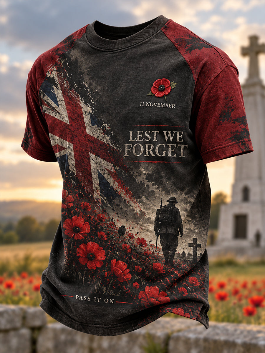 Men's Uk Remembrance Day Commemorative Short Sleeve T-Shirt