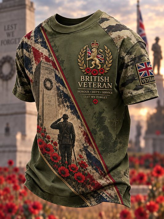 Men's Uk Remembrance Day Commemorative Short Sleeve T-Shirt
