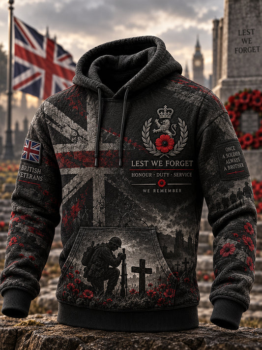 Men's Memorial Oversized Drop-Shoulder Hoodie with Pockets