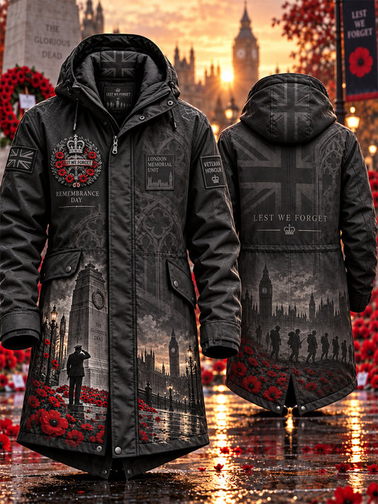 Men's Remembrance Day Lest We Forget Long Coat