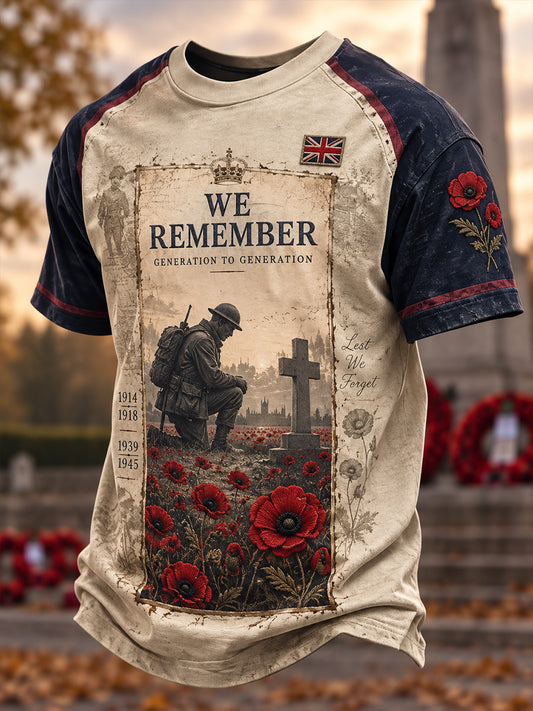 Men's Uk Remembrance Day Commemorative Short Sleeve T-Shirt