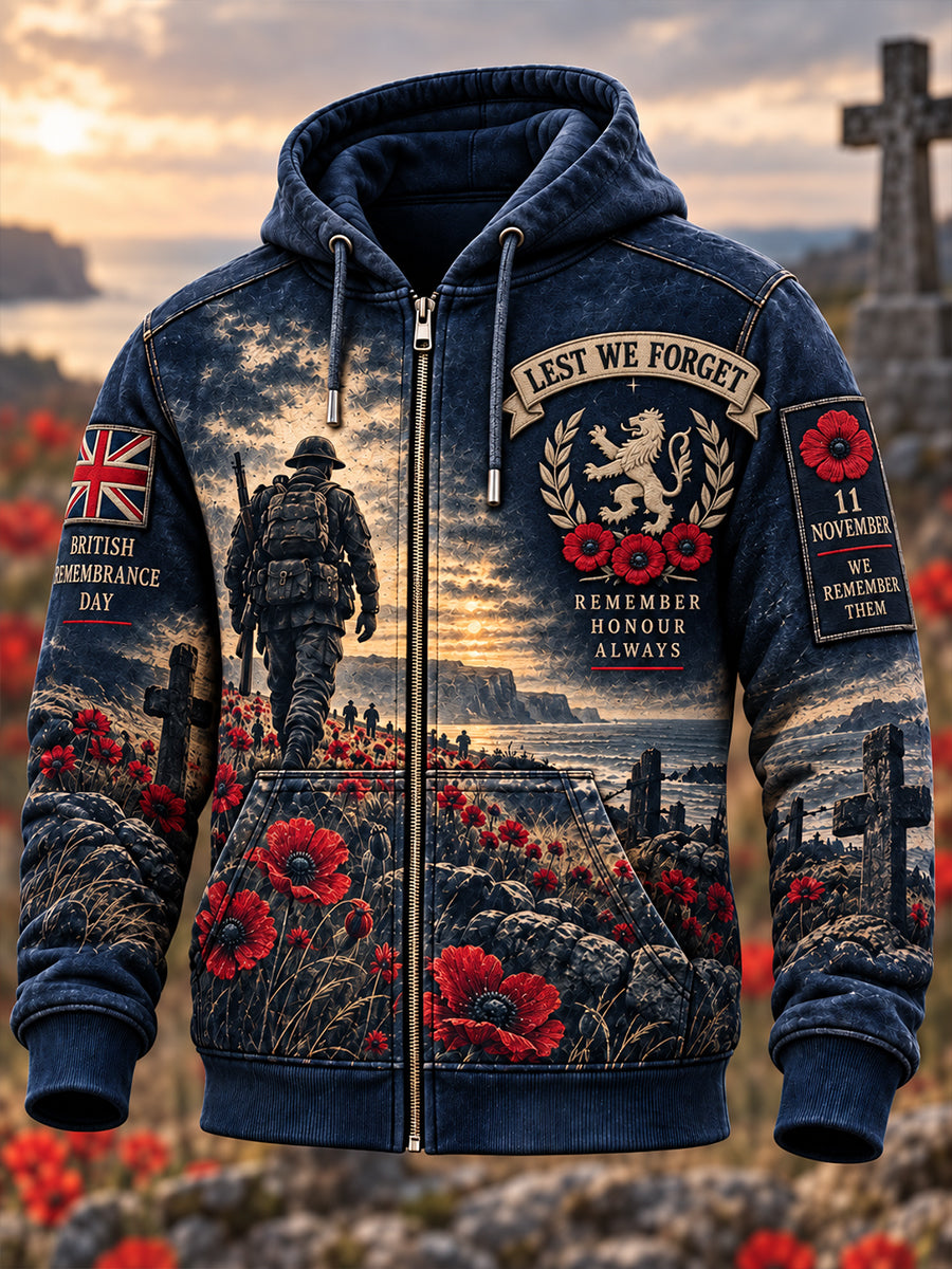 Men's  UK Remembrance Day Commemorative Zip-Up Hoodie
