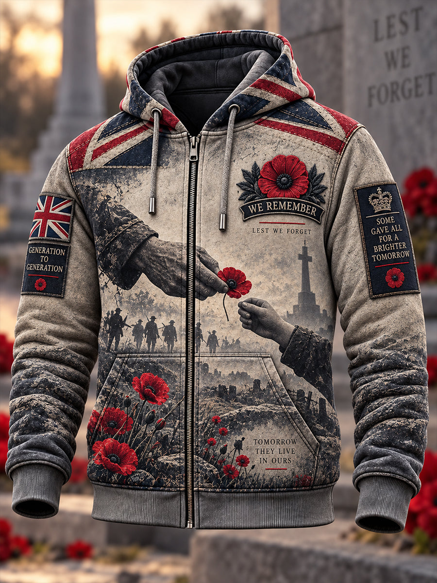 Men's UK Remembrance Day Commemorative Zip-Up Hoodie