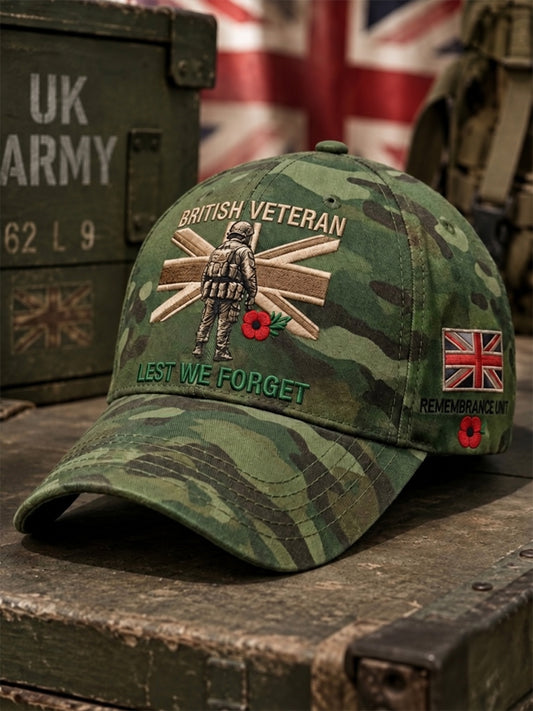 Vintage Veteran Memorial Graphic Print Hat