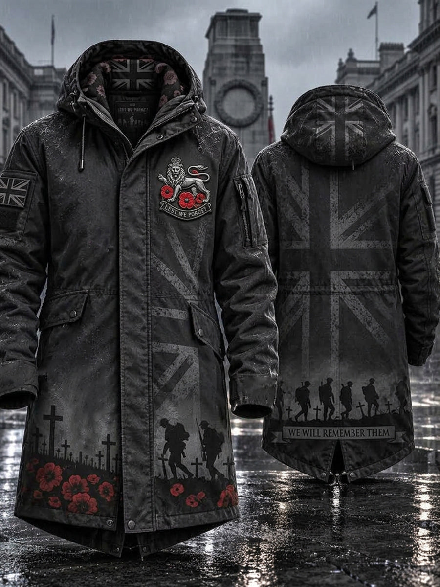 Men's Remembrance Day Lest We Forget Long Coat