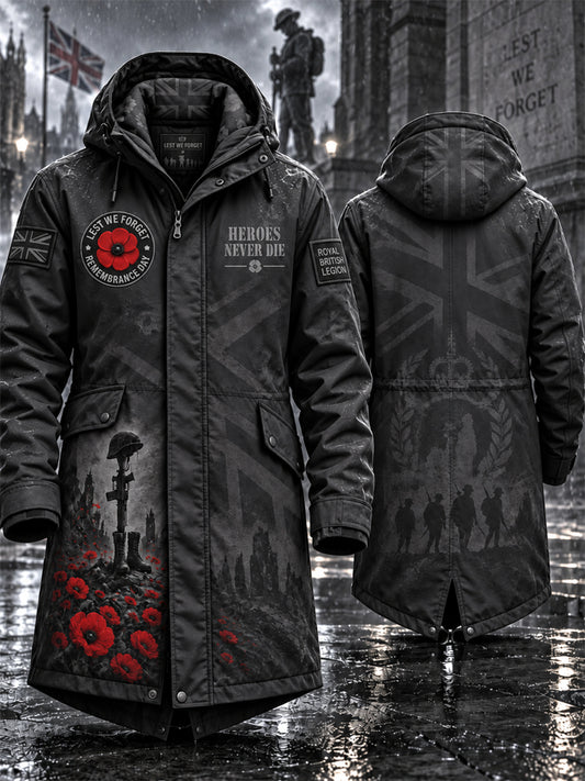 Men's Remembrance Day Lest We Forget Long Coat