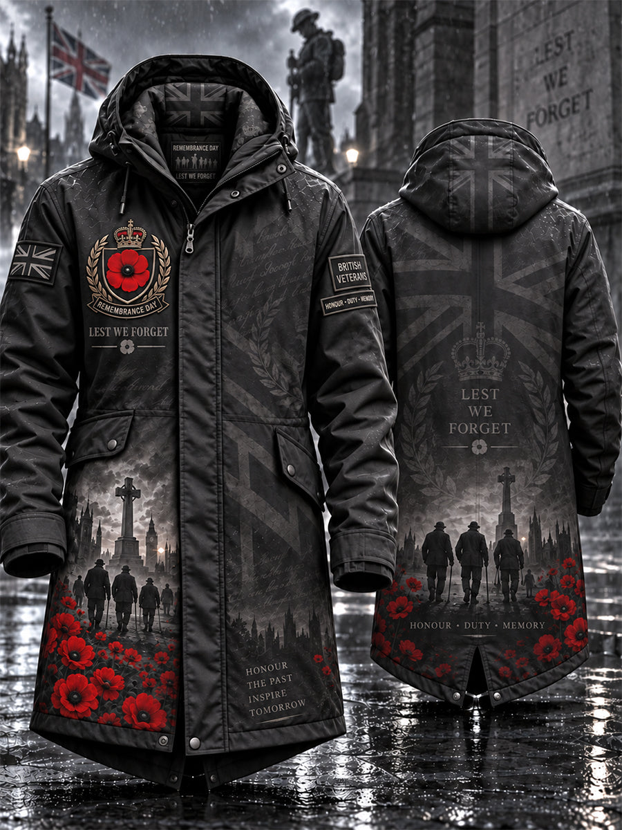Men's Remembrance Day Lest We Forget Long Coat