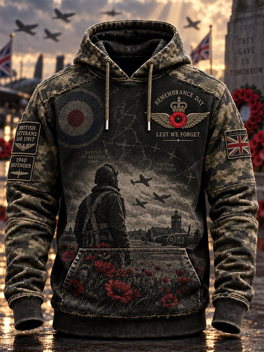 Men's Remembrance Day Lest We Forget Hooded Sweatshirt