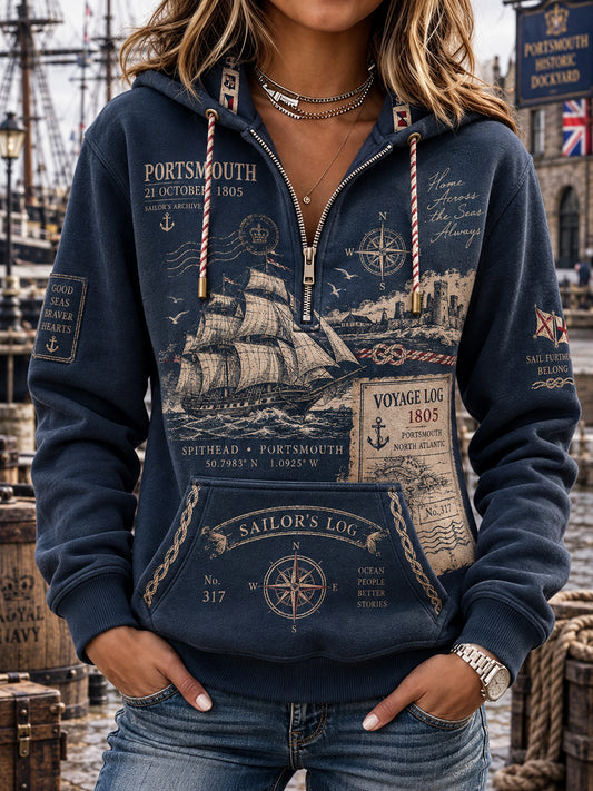 Women's British Trafalgar Day Printed Long-sleeved Hoodie