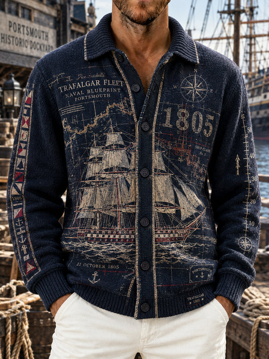 Men's Vintage British Trafalgar Day Printed Imitation Sweater