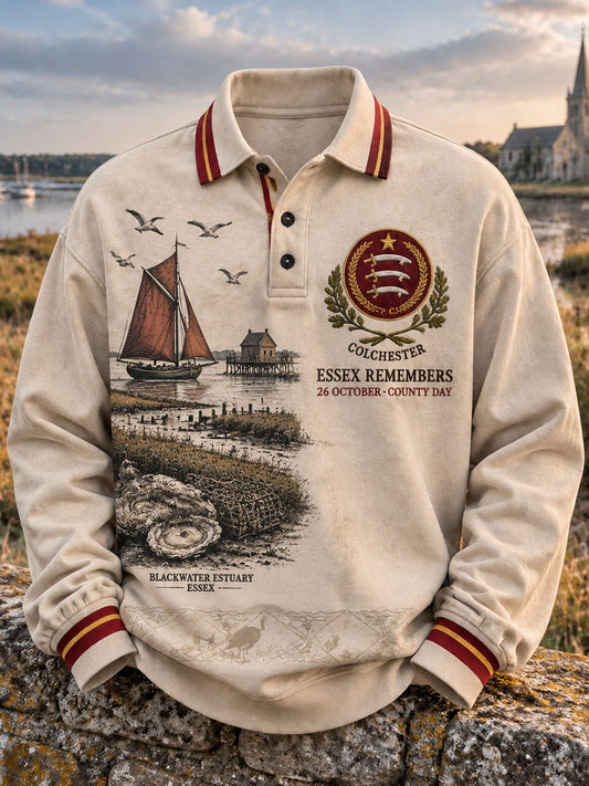 Men's British County Celebration Day Essex County Long-Sleeved Hoodie Polo