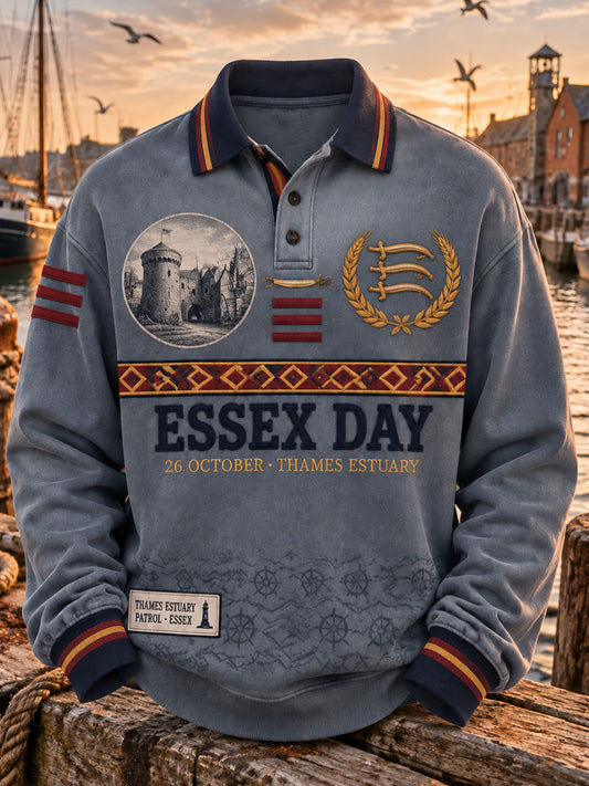 Men's British County Celebration Day Essex County Long-Sleeved Hoodie Polo