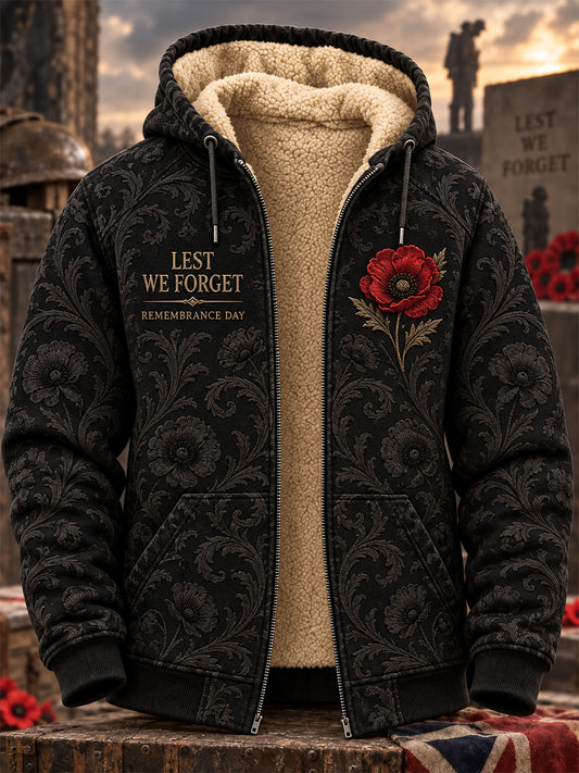 Men's Remembrance Day Lest We Forget Fleece-Lined Hooded Jacket