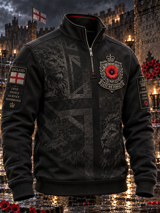 Men's Remembrance Day Lest We Forget Zipper Sweatshirt