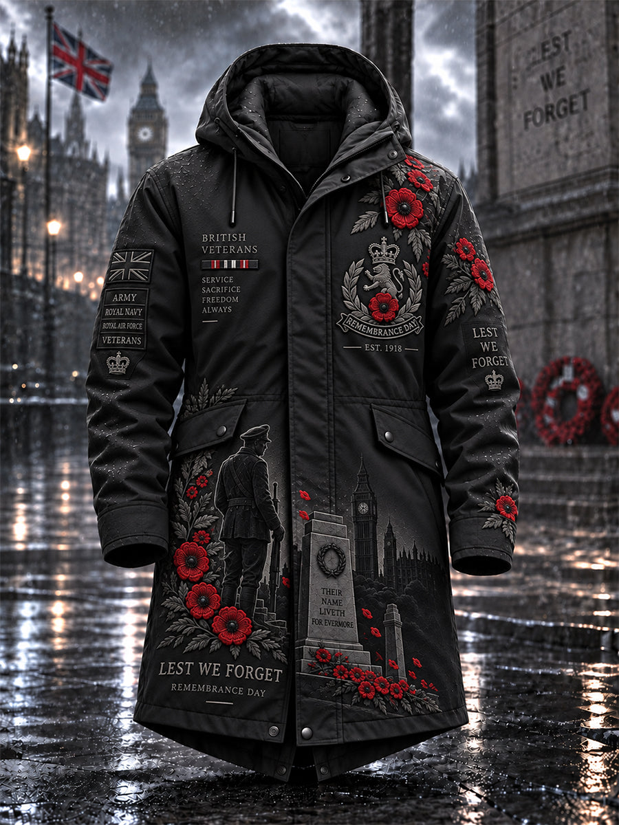 Men's Remembrance Day Lest We Forget Long Coat
