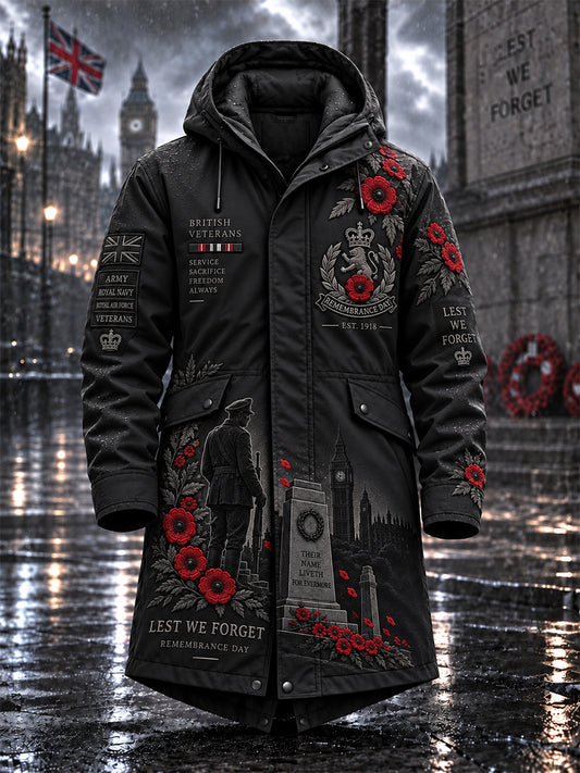 Men's Remembrance Day Lest We Forget Long Coat