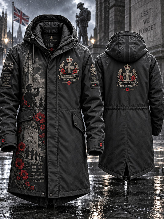 Men's Remembrance Day Lest We Forget Long Coat