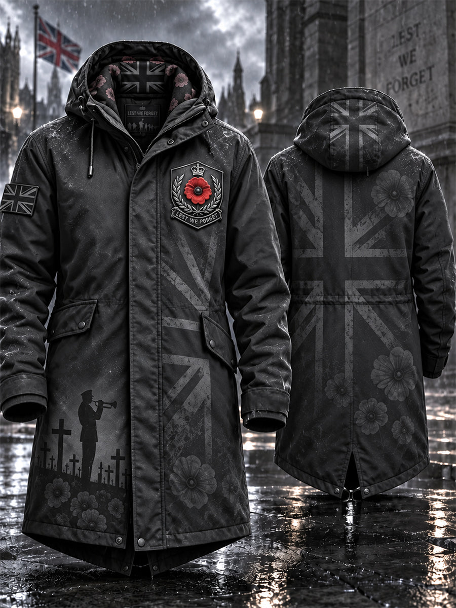 Men's Remembrance Day Lest We Forget Long Coat
