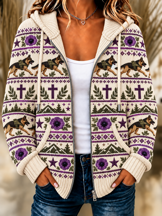 Women's Remembering The Animals Of War Woolen Cardigan Coat