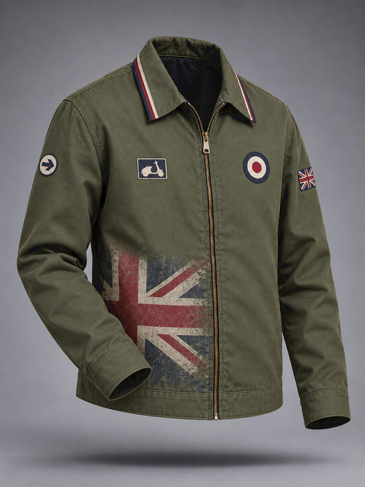 Men's UK Music Lover Mods Art Printed Zip-Up Jacket