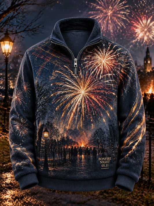 Men's British Bonfire Night Printed Flannel Top