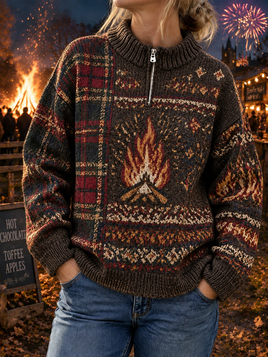 Women's British Bonfire Night Printed Imitation Cashmere Sweater