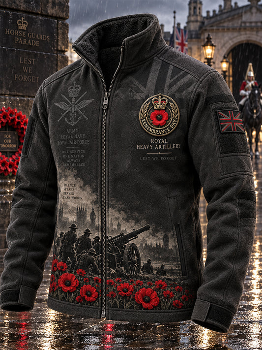 Men's Remembrance Day Lest We Forget Stand-Up Collar Zipper Jacket