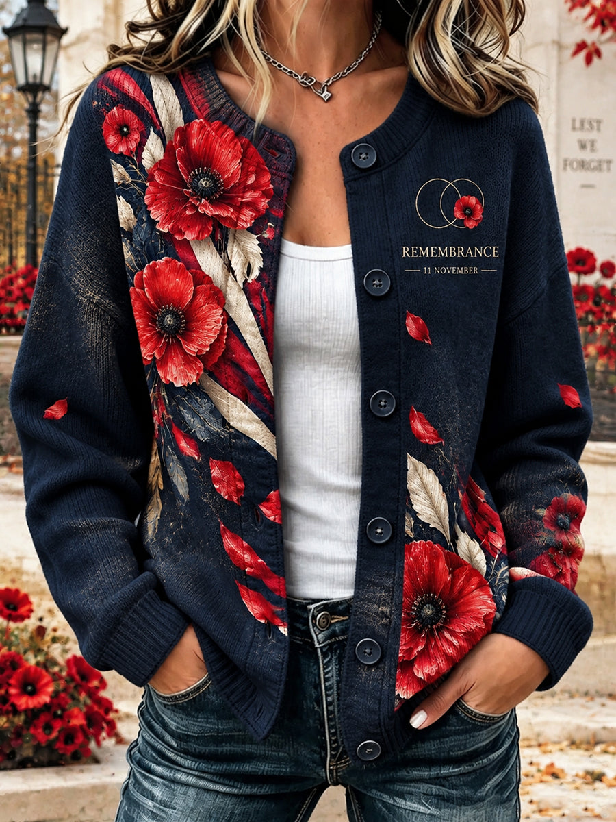Women's British Remembrance Day Printed Waffle Coat