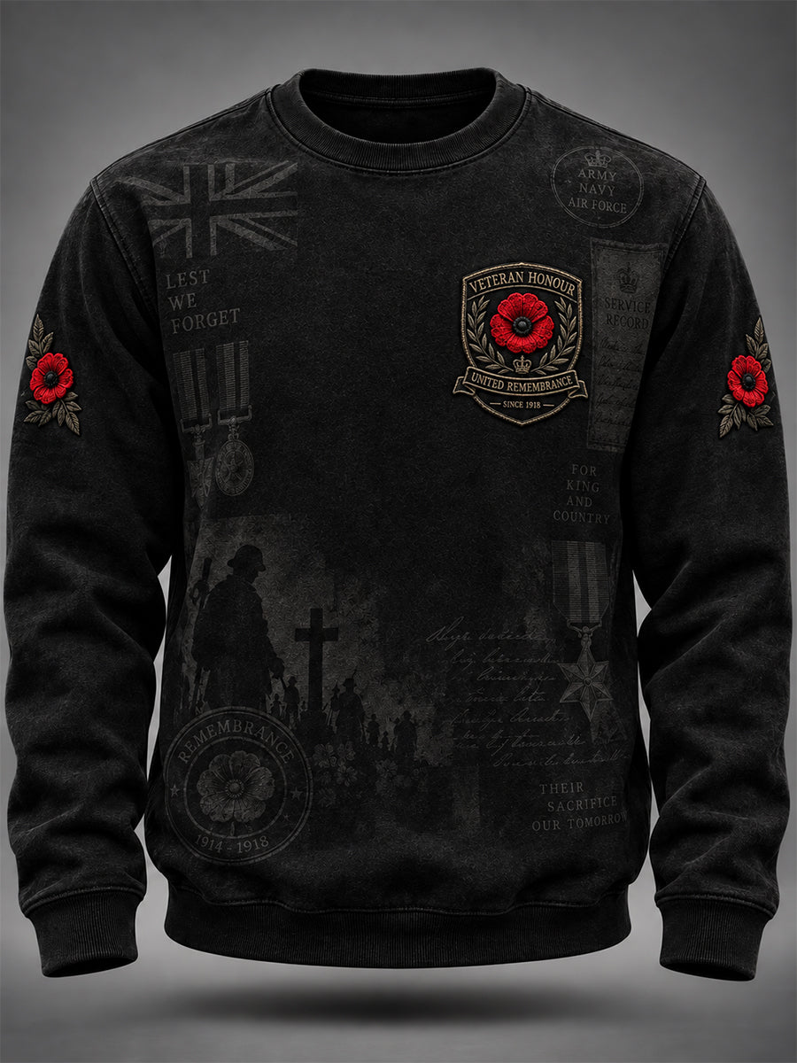 Men's Remembrance Day Lest We Forget Crew Neck Sweatshirt
