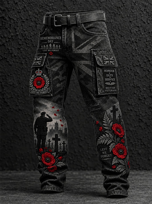Men's Remembrance Day Lest We Forget Casual Work Trousers