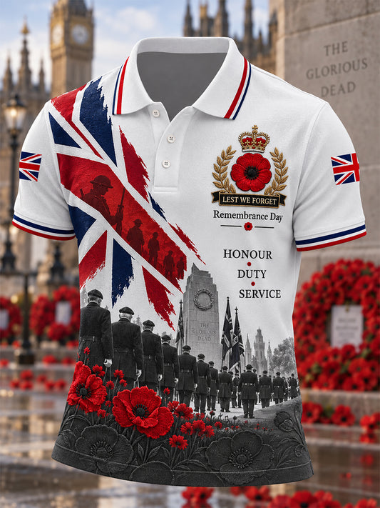 Men's Remembrance Day Lest We Forget Polo Shirt