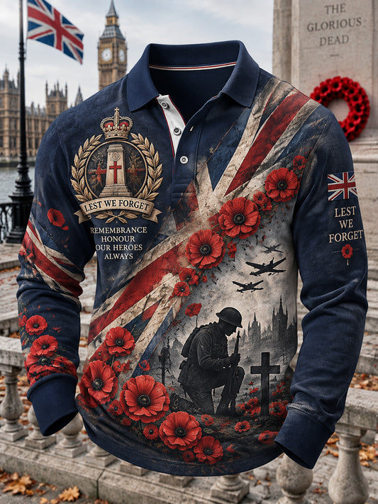 Men's British Remembrance Day Printed Polo Sweatshirt