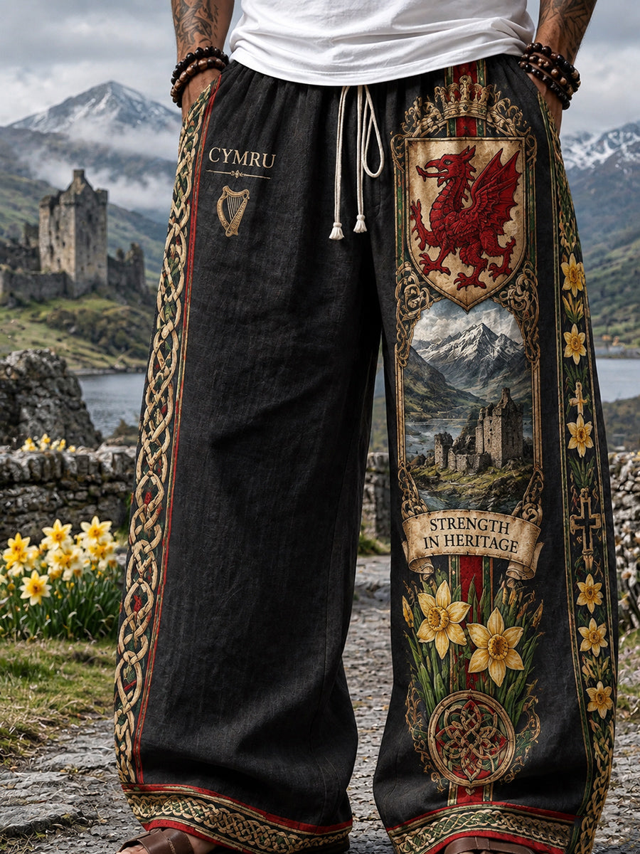 Men's Vintage British Wales Printed Pants