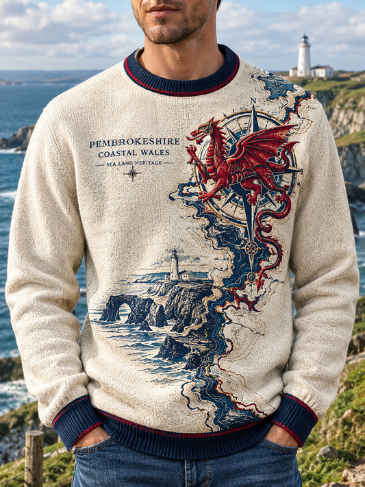 Men's Vintage British Wales Printed Imitation Sweater