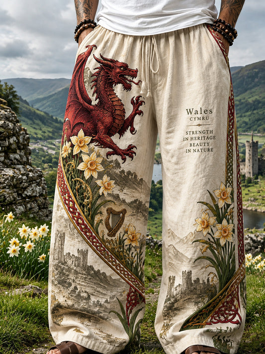 Men's Vintage British Wales Printed Pants