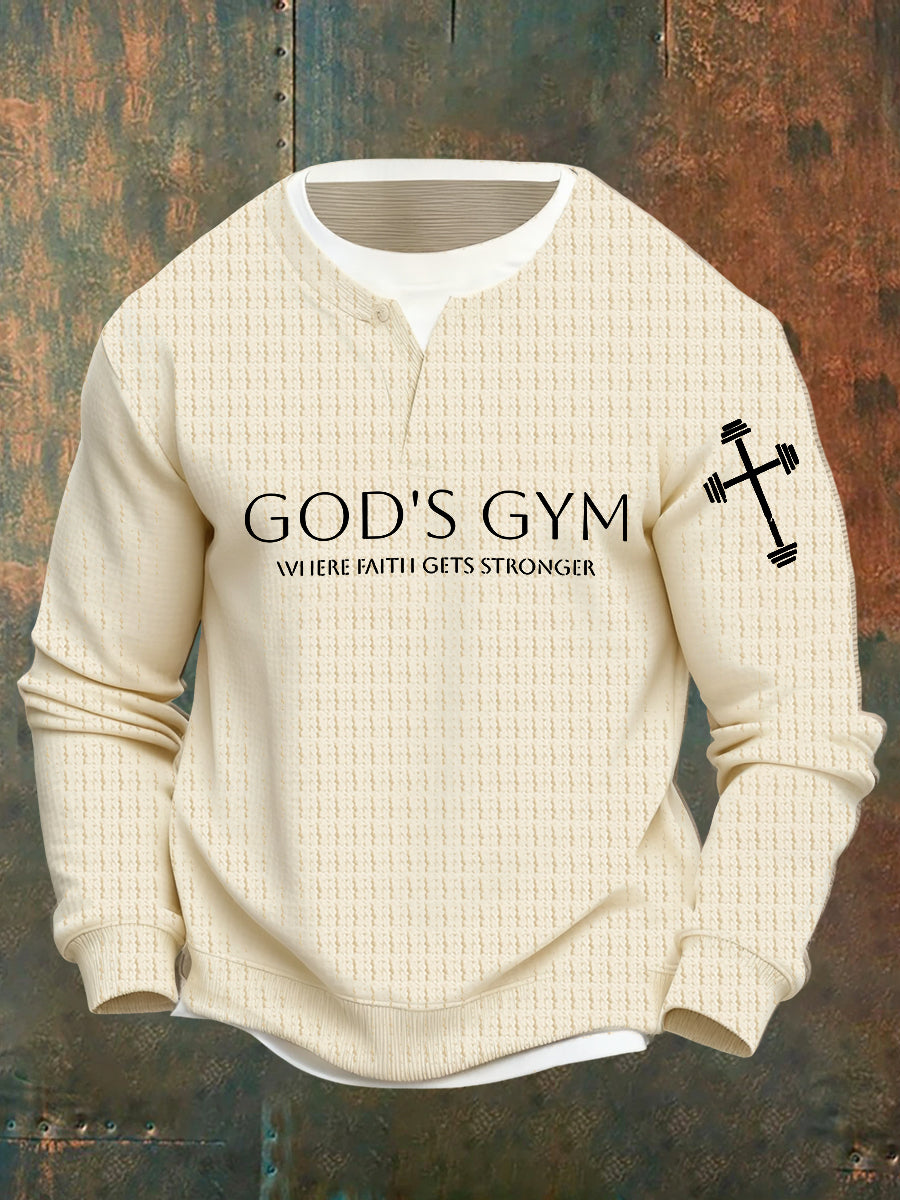 Men's Vintage Art Faith Casual Fake Two-Piece Sweatshirt