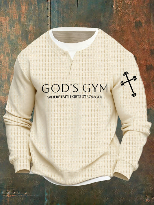 Men's Vintage Art Faith Casual Fake Two-Piece Sweatshirt