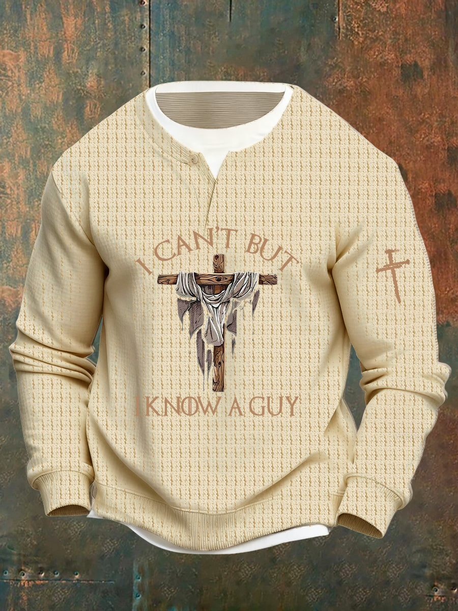 Men's Vintage Art Faith Casual Fake Two-Piece Sweatshirt
