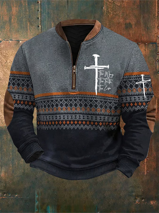 Men's Vintage Art Faith Casual Sweatshirt