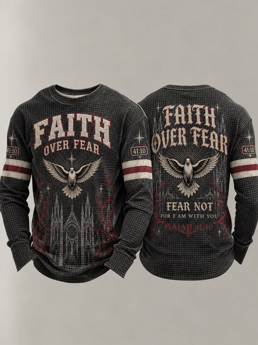 Men's Christian Faith Over Fear Waffle Sweatshirt