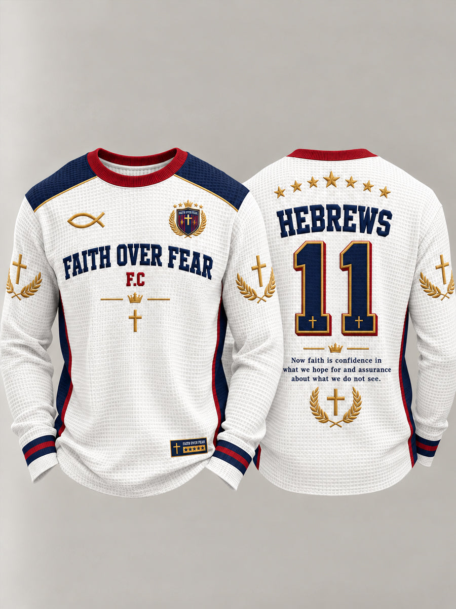 Men's Christian Faith Over Fear Waffle Sweatshirt