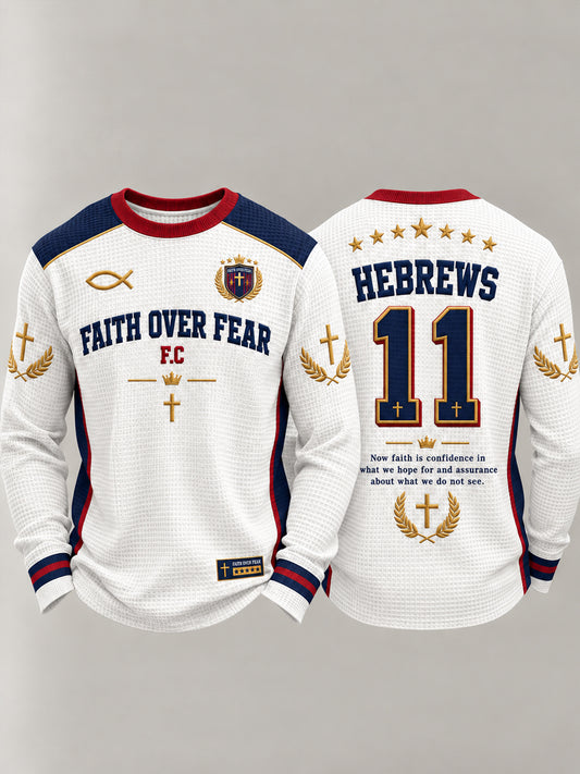 Men's Christian Faith Over Fear Waffle Sweatshirt