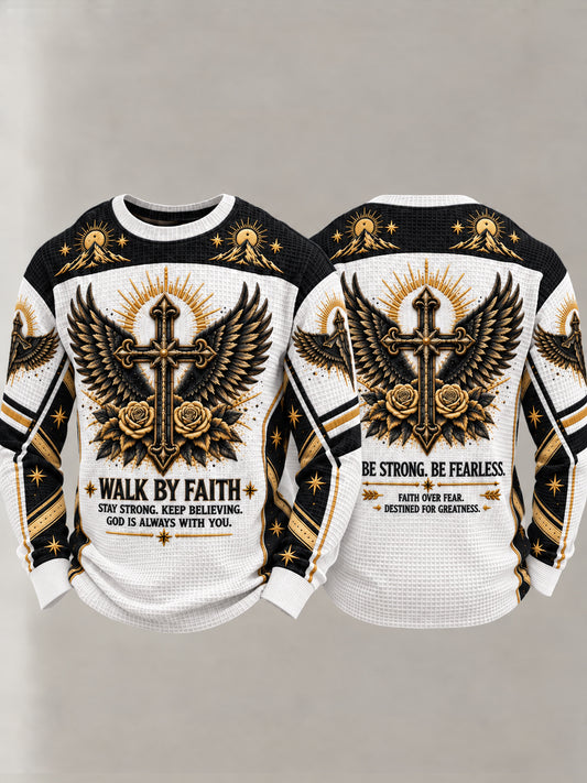 Men's Christian Walk By Faith Waffle Sweatshirt