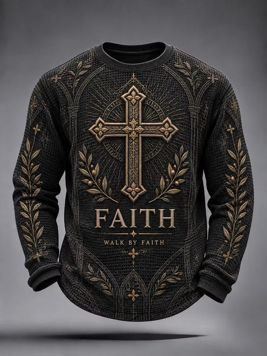 Men's Christian Faith Over Fear Waffle Sweatshirt